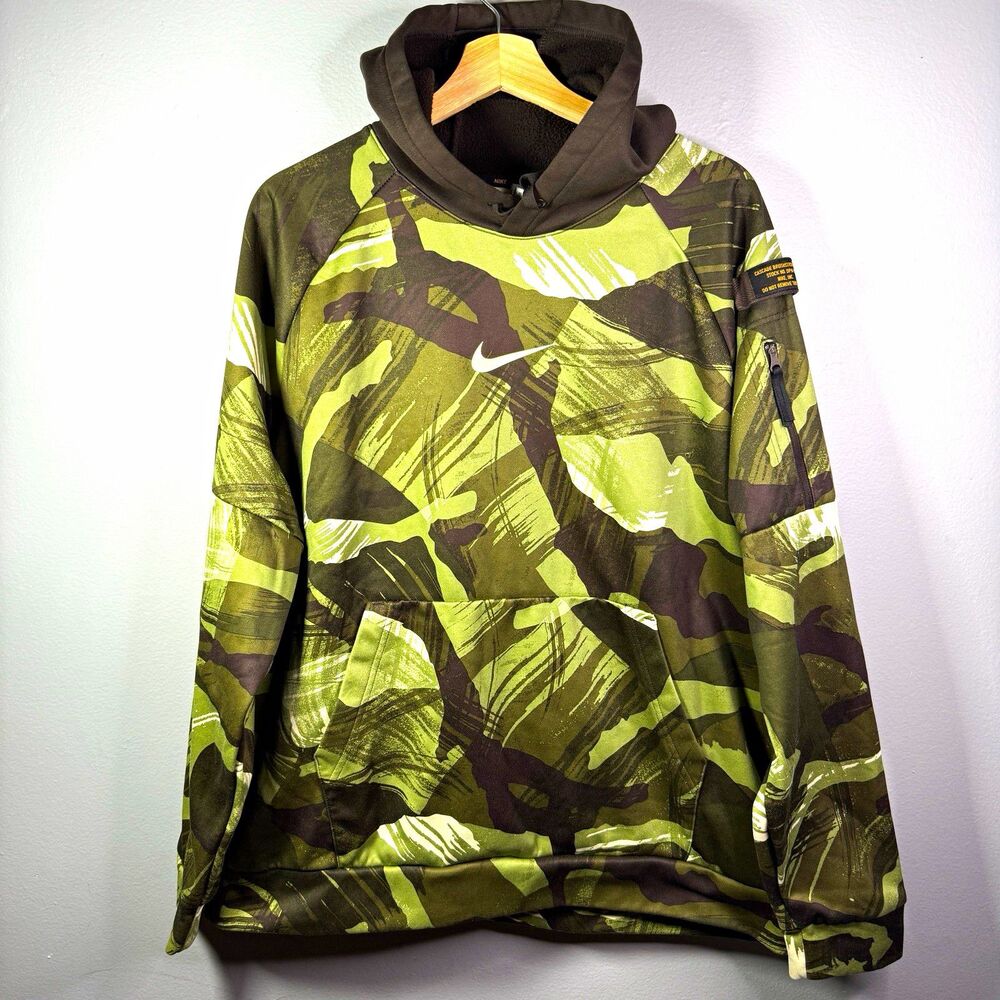 Nike Therma-FIT Camo Hoodie Men's XL Cascade Brushstroke Olive Utility Gorpcore